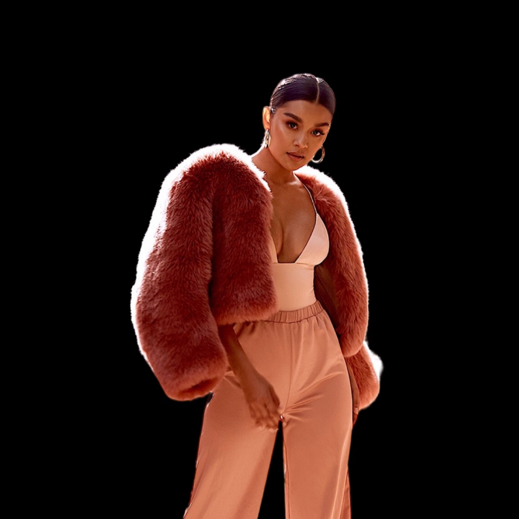 House Of Cb Kenya Rose Mauve Faux Fur Jacket